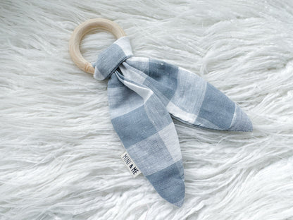 Bunny Ear Teether in Blue Gingham