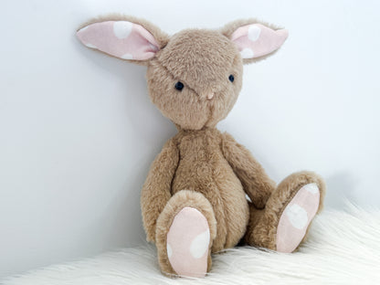 Minky Bunny in Tan & Pink