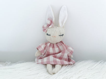 Mini Linen Bunny - Pink Gingham