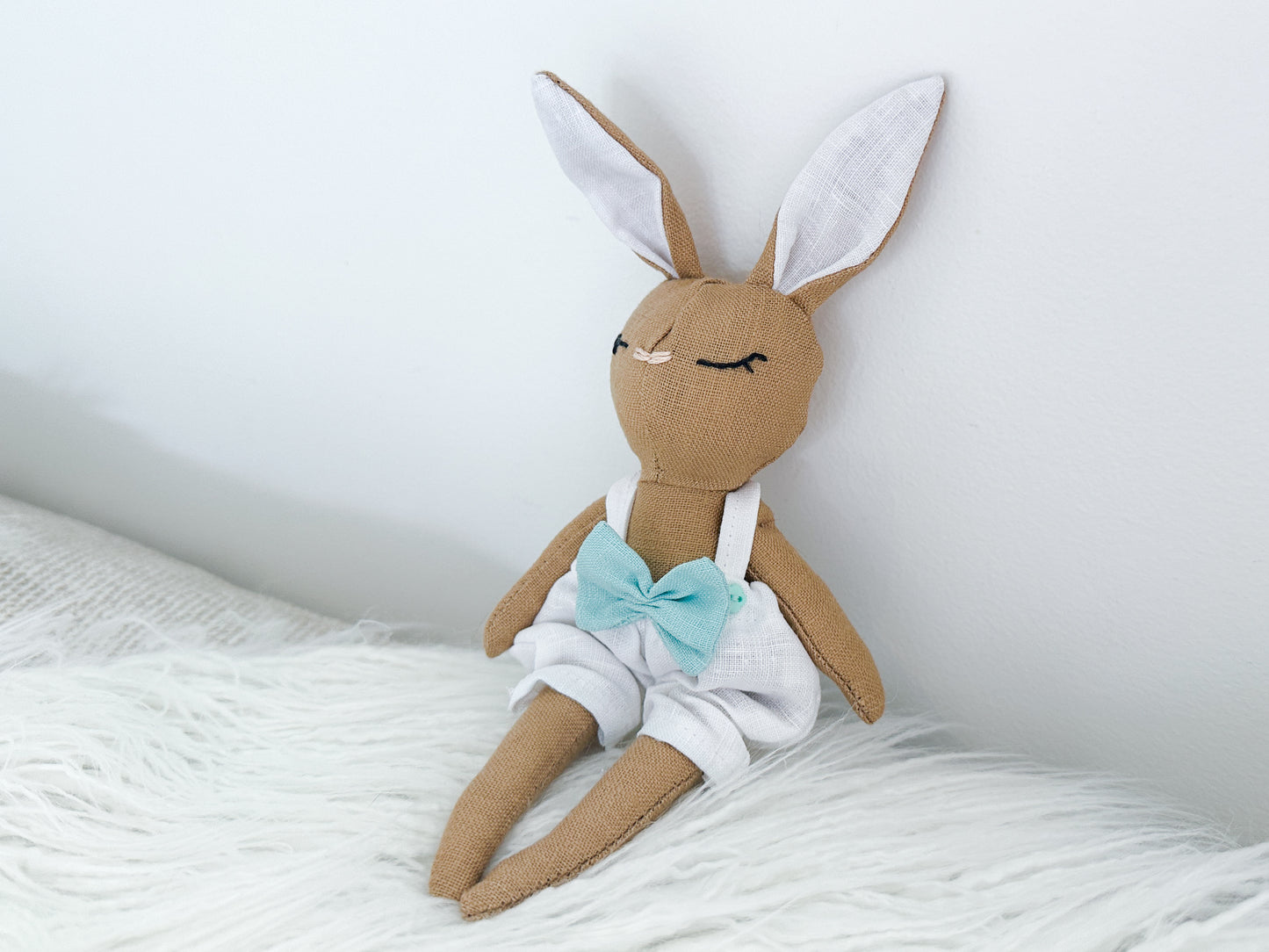 Mini Linen Bunny in Tan & White Bloomers