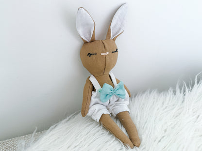 Mini Linen Bunny in Tan & White Bloomers