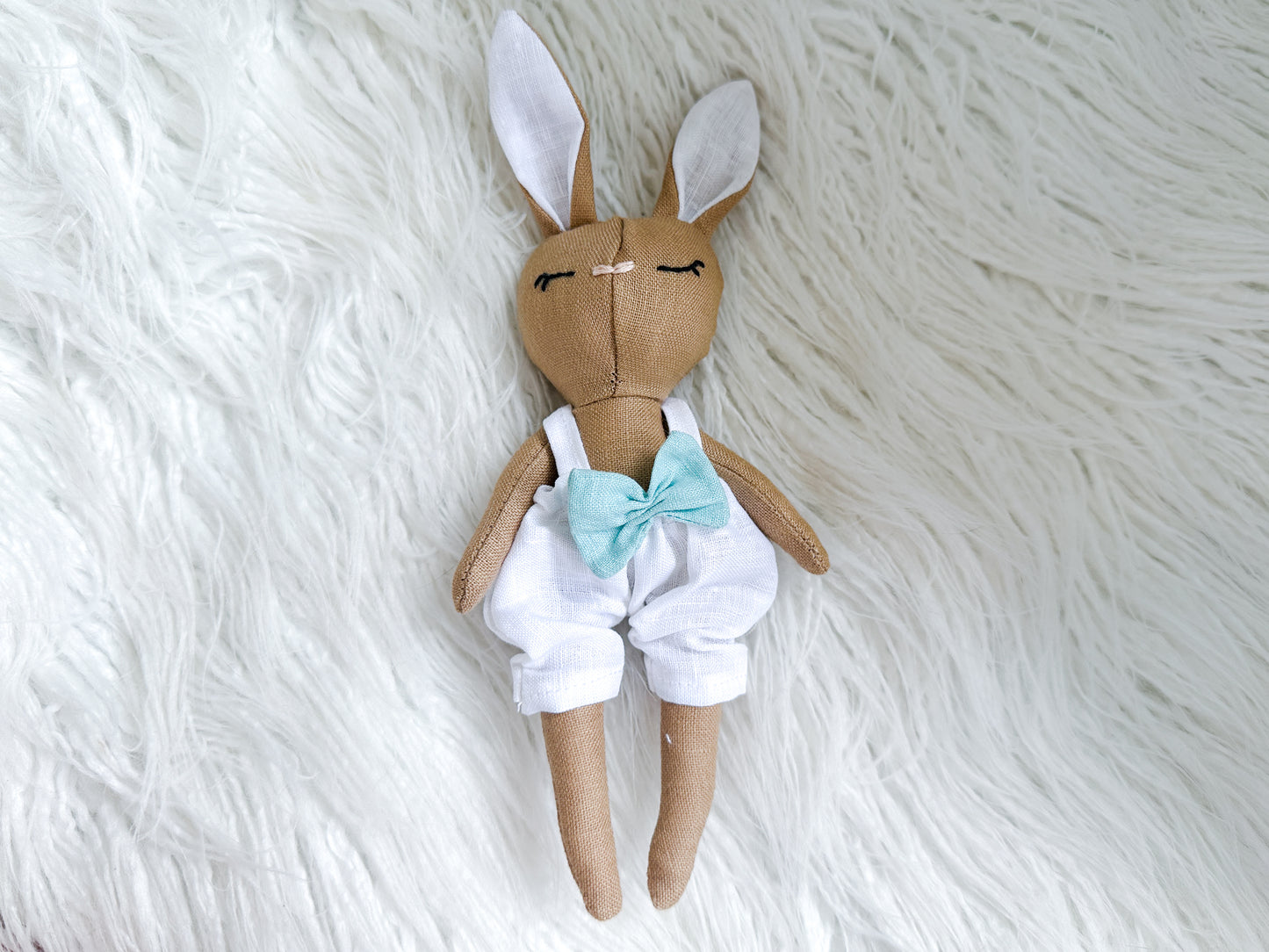 Mini Linen Bunny in Tan & White Bloomers