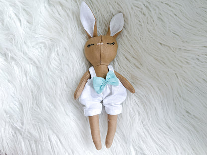 Mini Linen Bunny in Tan & White Bloomers