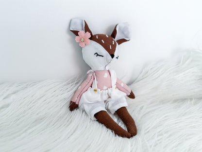 Mini Linen Deer in Brown