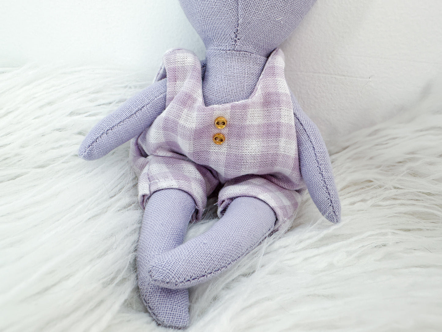 Mini Linen Bunny in Lilac Gingham