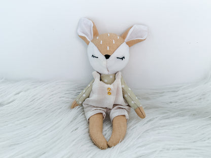 Mini Linen Deer in Brown