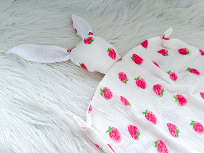 Bunny Snuggler in Pink Strawberries