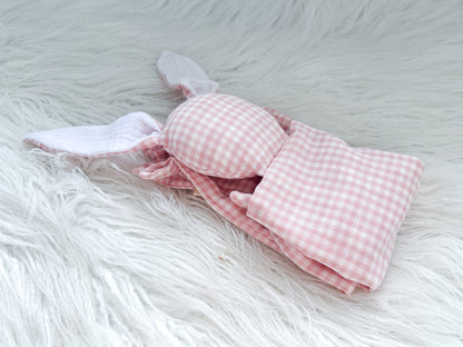 Bunny Snuggler in Pink Gingham