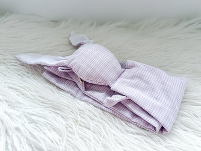 Bunny Snuggler in Lilac Gingham