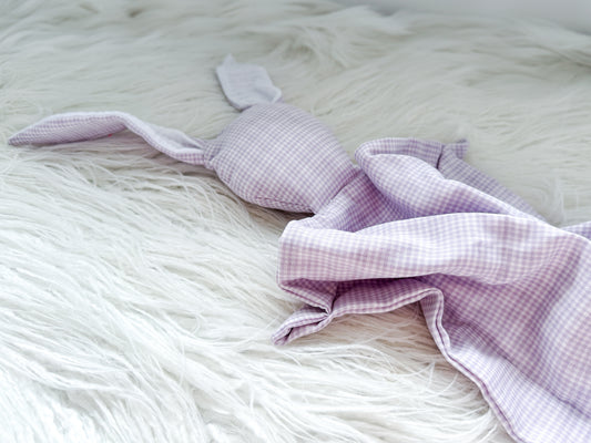 Bunny Snuggler in Lilac Gingham