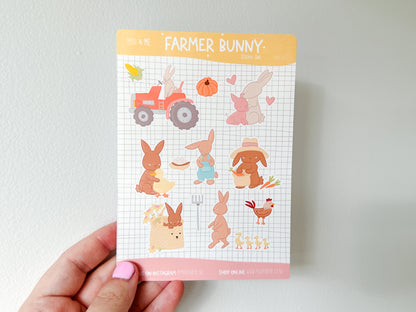 A6 Sticker Sheet - Farmer Bunny