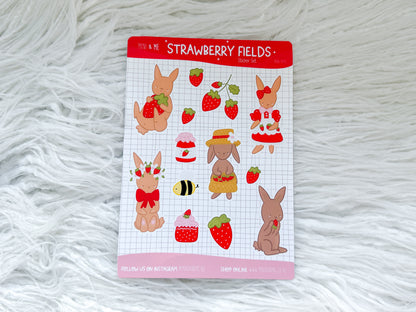 A6 Sticker Sheet - Strawberry Bunny