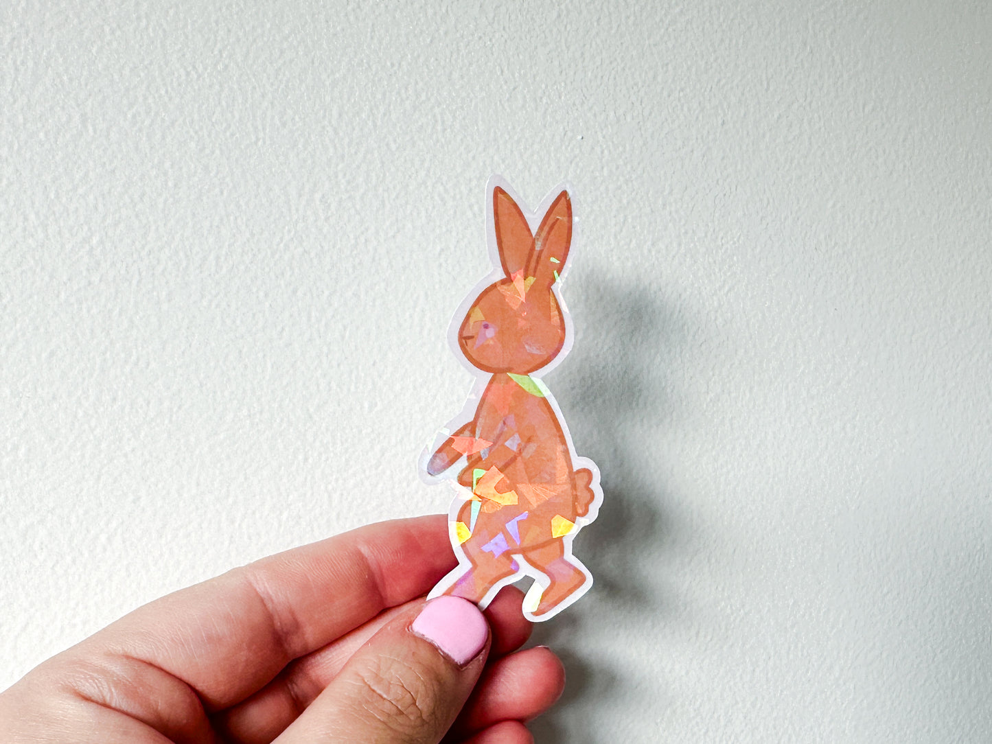 Die Cut Holographic Sticker - Brown Bunny