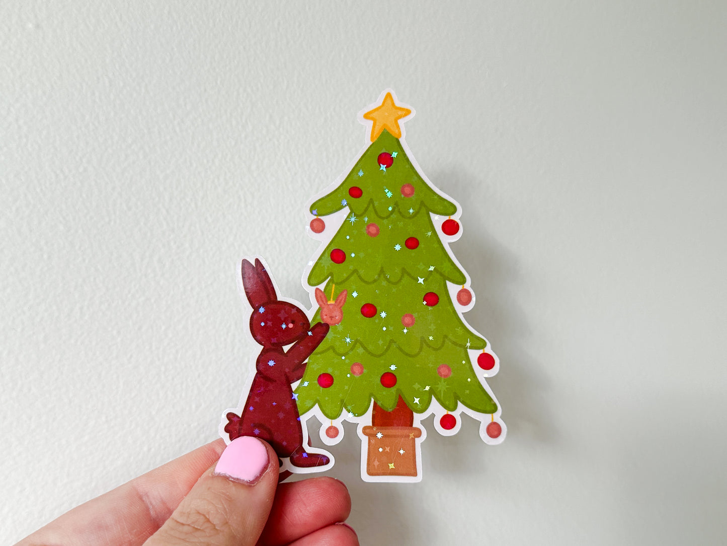 Die Cut Holographic Sticker - Christmas Tree