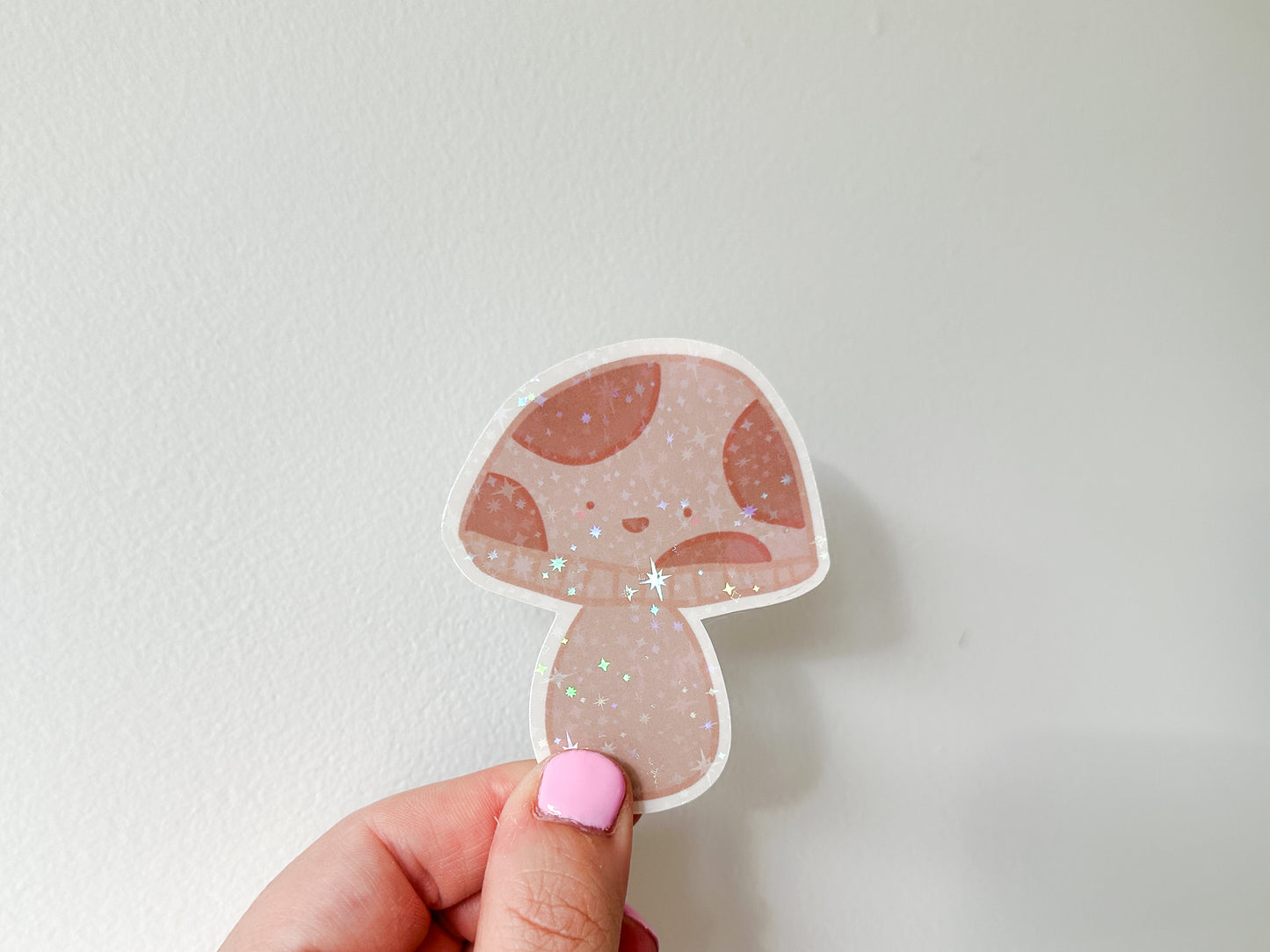 Die Cut Holographic Sticker - Brown Mushroom