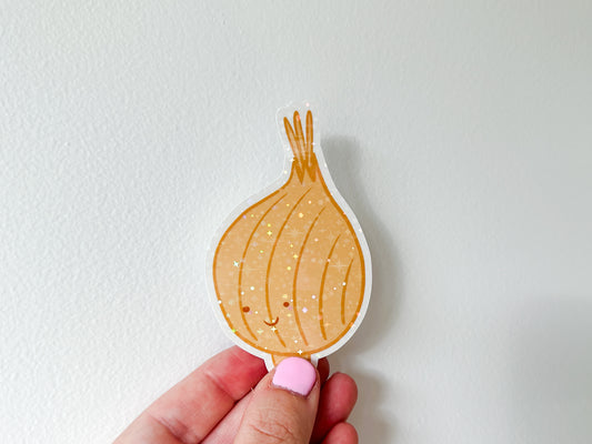 Die Cut Holographic Sticker - Brown Onion