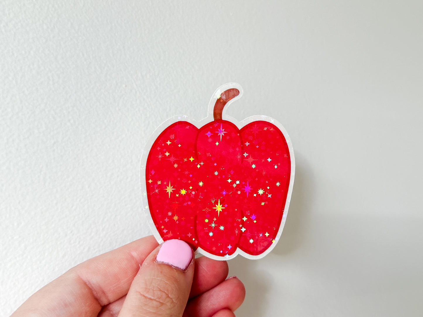 Die Cut Holographic Sticker - Red Capsicum