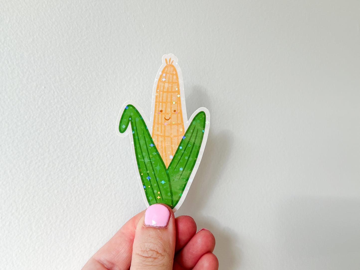 Die Cut Holographic Sticker - Corn