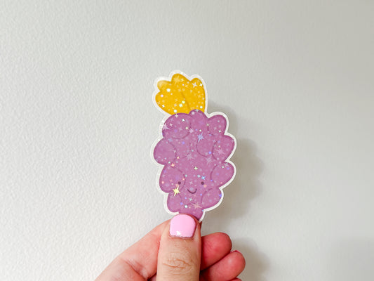 Die Cut Holographic Sticker - Grape