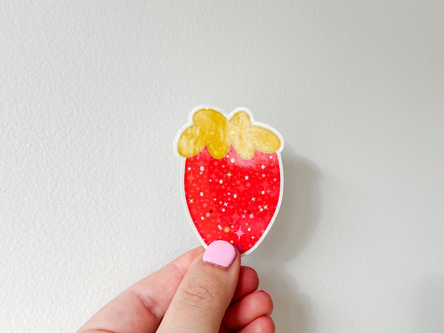 Die Cut Holographic Sticker - Strawberry