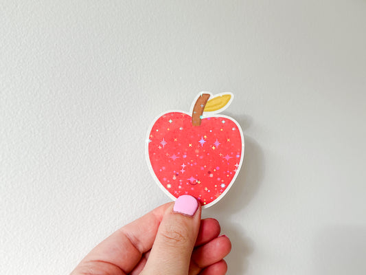 Die Cut Holographic Sticker - Red Apple