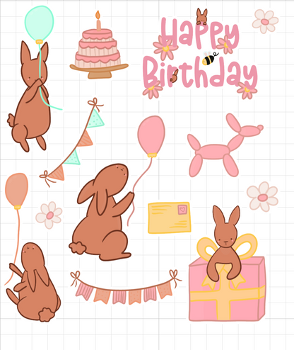 Sticker Pack - Birthday Bunny