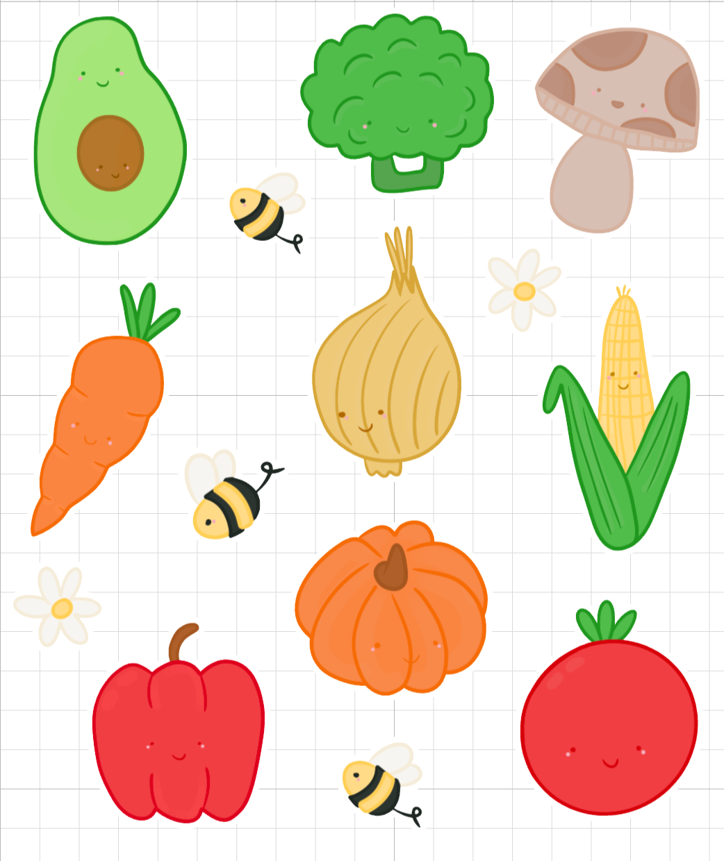 Sticker Pack - Happy Vegetables