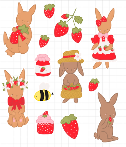 Sticker Pack - Strawberry Bunny