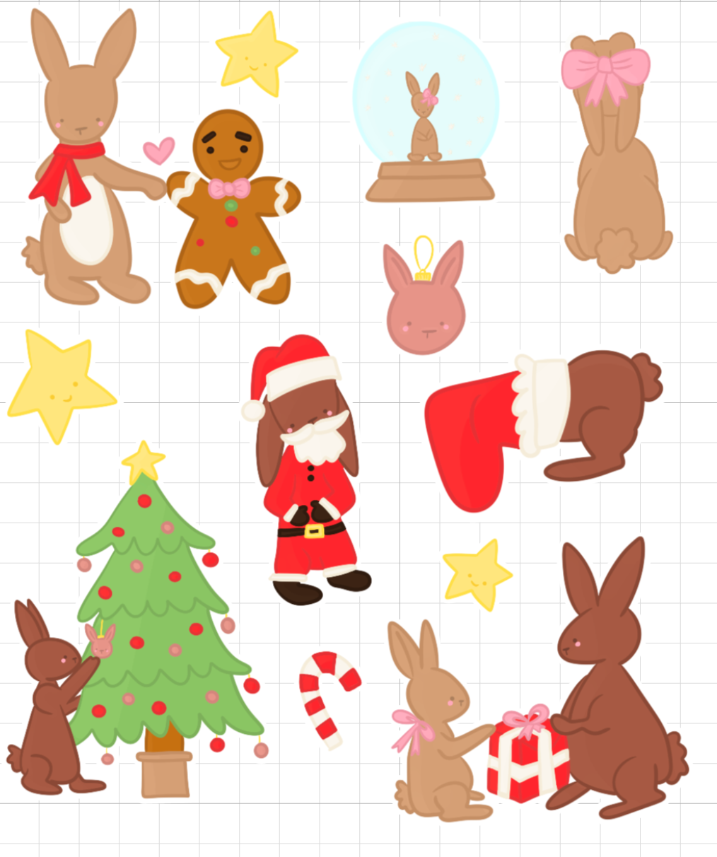 Sticker Pack - Christmas Bunny