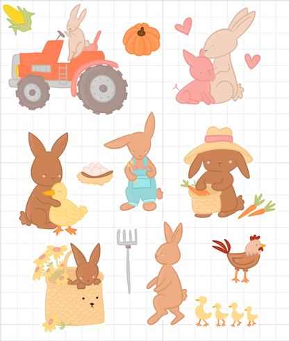 Sticker Pack - Farmer Bunny